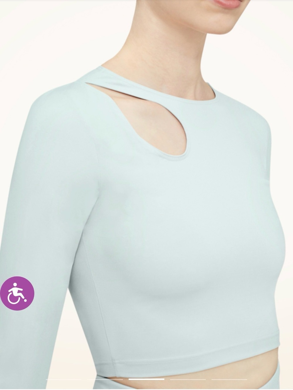 Wolford Warm Up Cutout Long Sleeve Crop Top - Aqua - Size M $185